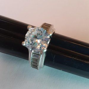 Signity Star Diamond and Baguette Sterling Ring By Michael Valitutti